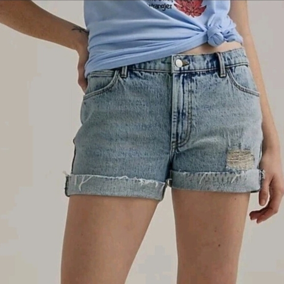 Wrangler Roll Up Blue Women's Shorts Size 10 - Picture 1 of 7